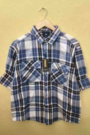 Double Pocket Backprint Check Shirt - Baggy Fit