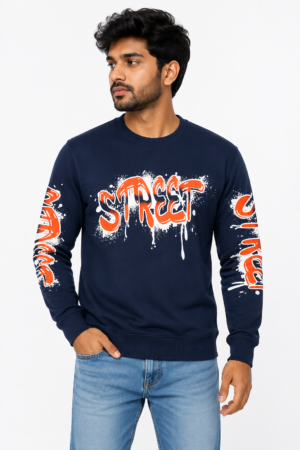 Men's Printed Sweatshirt | Stylish STREET Graphic Print Full Sleeve Sweatshirt | Round Neck Casual Winter Wear
